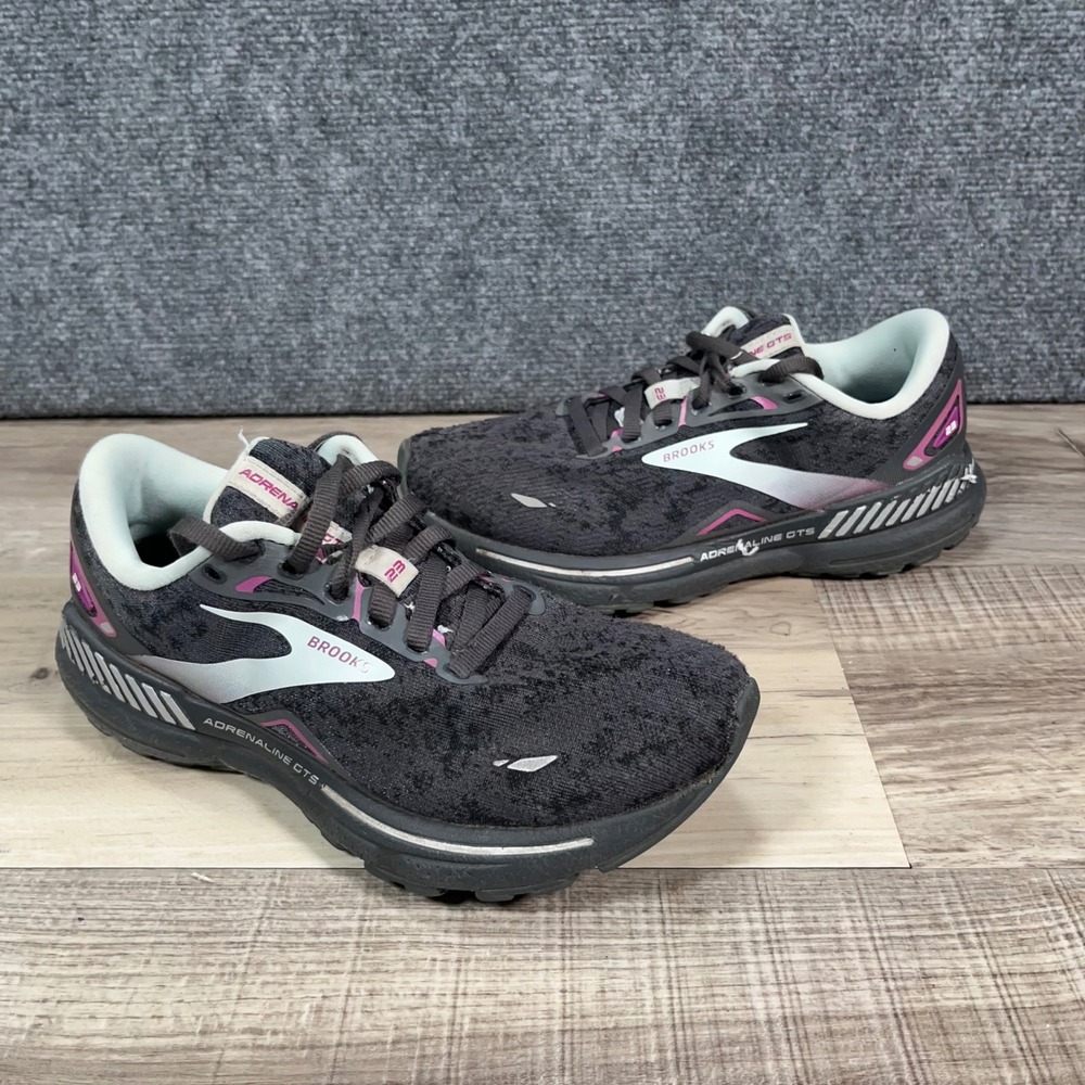 Brooks Adrenaline GTS 23 Running Shoes Womens 7 Support Sneakers Black Purple